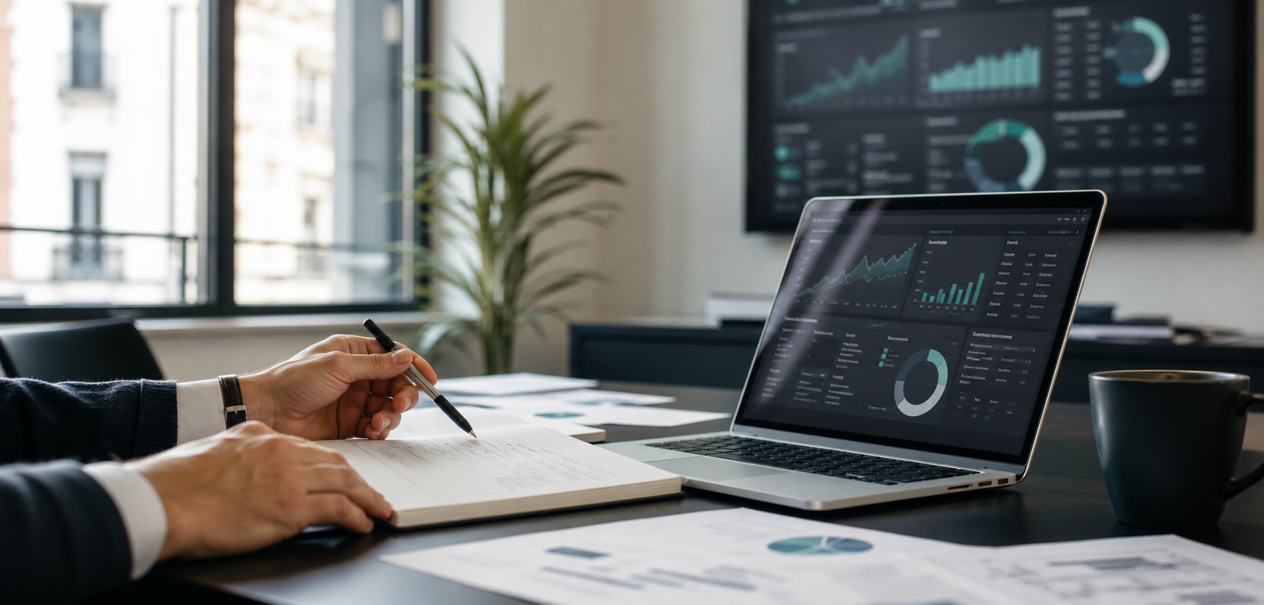 IT Operations Beratung mit Monitoring-Dashboard und Arbeitsnotizen